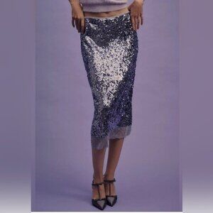 NWT Size XL - By Anthropologie Sequin Lace Midi Skirt